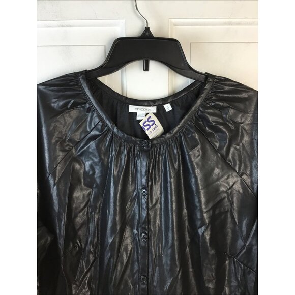 Chico’s Tiered Midi Dress Whimsigoth Size 12 Black Faux Leather NWT - Picture 3 of 7